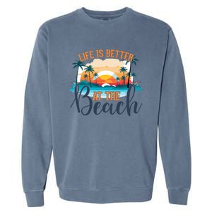 Summer Retro Beach Vibes Graphic Garment-Dyed Sweatshirt