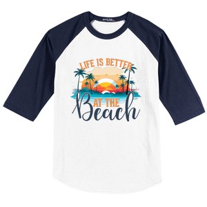 Summer Retro Beach Vibes Graphic Baseball Sleeve Shirt