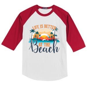 Summer Retro Beach Vibes Graphic Kids Colorblock Raglan Jersey