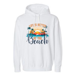 Summer Retro Beach Vibes Graphic Garment-Dyed Fleece Hoodie