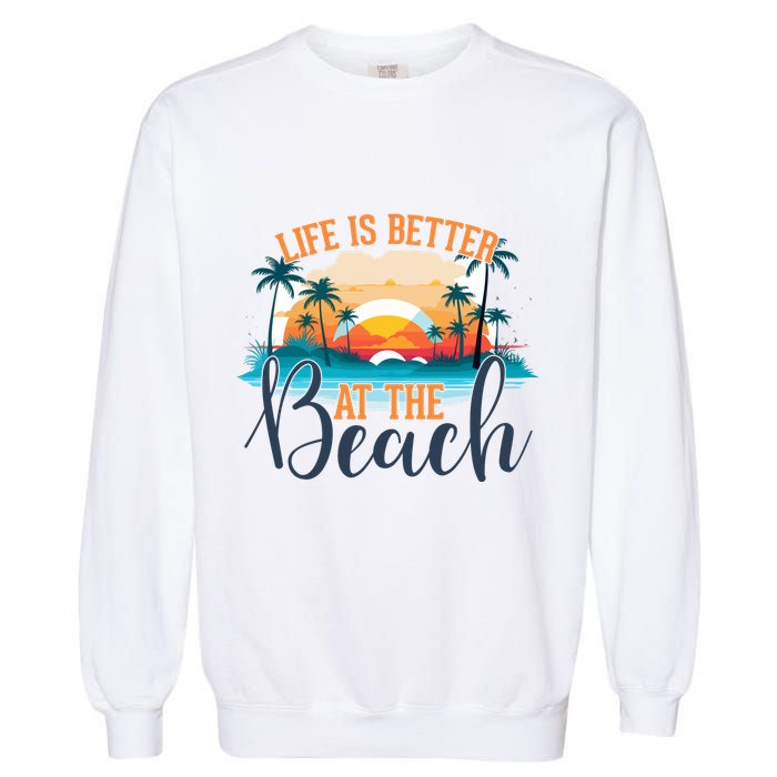 Summer Retro Beach Vibes Graphic Garment-Dyed Sweatshirt