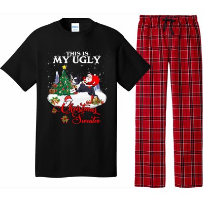 Santa Riding Boston Terrier This Is My Ugly Christmas Gift Pajama Set