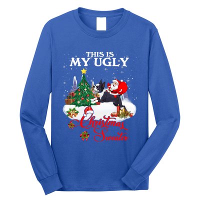 Santa Riding Boston Terrier This Is My Ugly Christmas Gift Long Sleeve Shirt