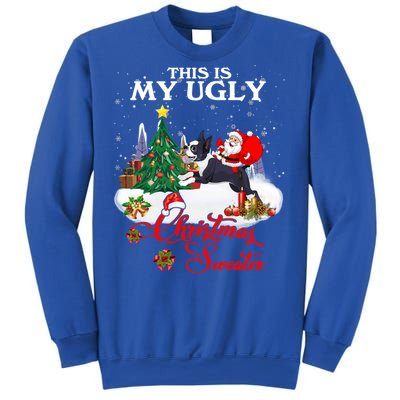 Santa Riding Boston Terrier This Is My Ugly Christmas Gift Sweatshirt