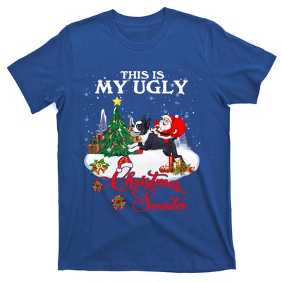 Santa Riding Boston Terrier This Is My Ugly Christmas Gift T-Shirt