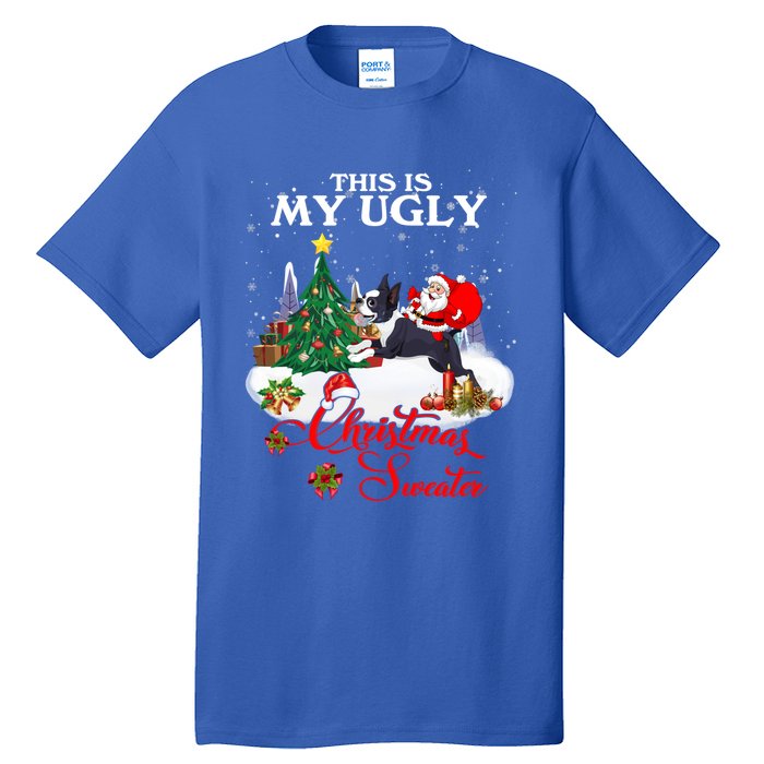 Santa Riding Boston Terrier This Is My Ugly Christmas Gift Tall T-Shirt