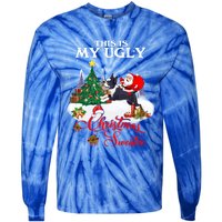 Santa Riding Boston Terrier This Is My Ugly Christmas Gift Tie-Dye Long Sleeve Shirt