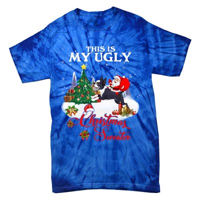 Santa Riding Boston Terrier This Is My Ugly Christmas Gift Tie-Dye T-Shirt