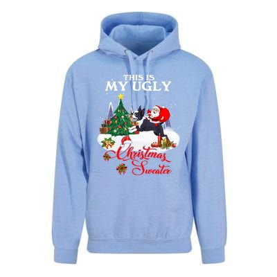 Santa Riding Boston Terrier This Is My Ugly Christmas Gift Unisex Surf Hoodie