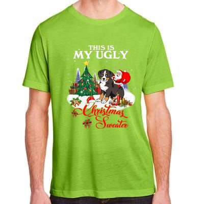 Santa Riding Bernese Mountain Dog This Is My Ugly Christmas Gift Adult ChromaSoft Performance T-Shirt