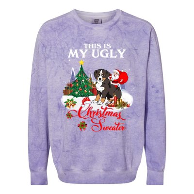 Santa Riding Bernese Mountain Dog This Is My Ugly Christmas Gift Colorblast Crewneck Sweatshirt