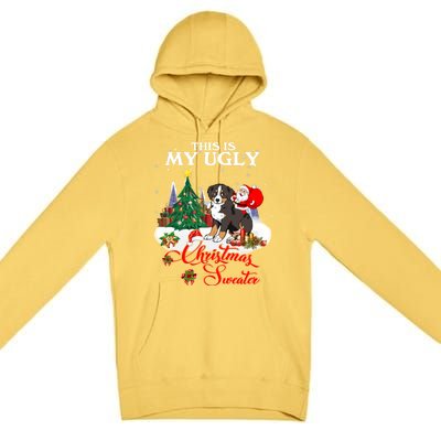 Santa Riding Bernese Mountain Dog This Is My Ugly Christmas Gift Premium Pullover Hoodie