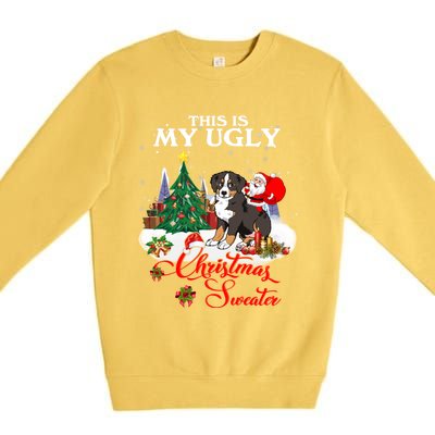 Santa Riding Bernese Mountain Dog This Is My Ugly Christmas Gift Premium Crewneck Sweatshirt