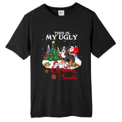 Santa Riding Bernese Mountain Dog This Is My Ugly Christmas Gift Tall Fusion ChromaSoft Performance T-Shirt