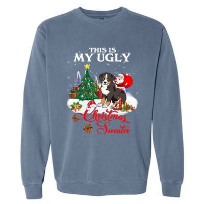 Santa Riding Bernese Mountain Dog This Is My Ugly Christmas Gift Garment-Dyed Sweatshirt