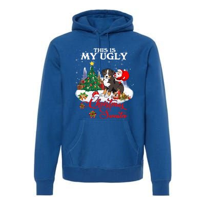 Santa Riding Bernese Mountain Dog This Is My Ugly Christmas Gift Premium Hoodie