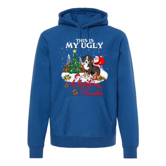 Santa Riding Bernese Mountain Dog This Is My Ugly Christmas Gift Premium Hoodie