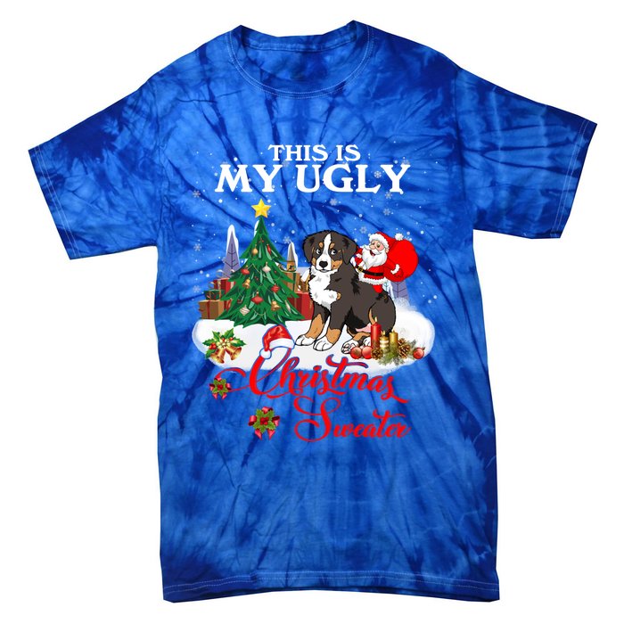 Santa Riding Bernese Mountain Dog This Is My Ugly Christmas Gift Tie-Dye T-Shirt