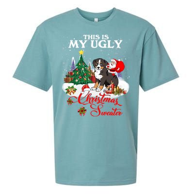 Santa Riding Bernese Mountain Dog This Is My Ugly Christmas Gift Sueded Cloud Jersey T-Shirt