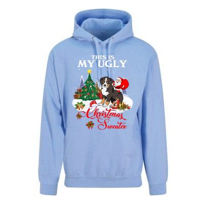 Santa Riding Bernese Mountain Dog This Is My Ugly Christmas Gift Unisex Surf Hoodie