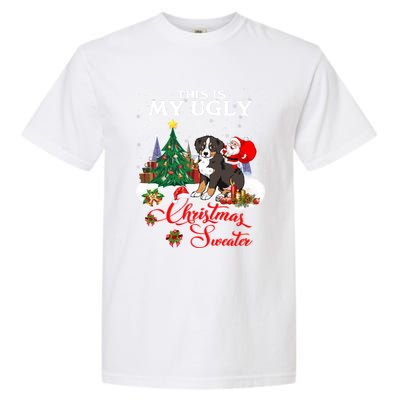 Santa Riding Bernese Mountain Dog This Is My Ugly Christmas Gift Garment-Dyed Heavyweight T-Shirt