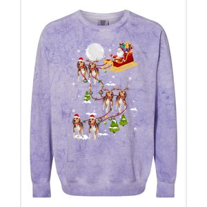 Santa Riding Beagle Sleigh Christmas Beagle Reindeer Gift Colorblast Crewneck Sweatshirt