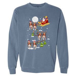 Santa Riding Beagle Sleigh Christmas Beagle Reindeer Gift Garment-Dyed Sweatshirt