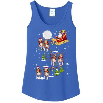 Santa Riding Beagle Sleigh Christmas Beagle Reindeer Gift Ladies Essential Tank