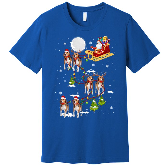 Santa Riding Beagle Sleigh Christmas Beagle Reindeer Gift Premium T-Shirt