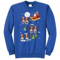 Santa Riding Beagle Sleigh Christmas Beagle Reindeer Gift Tall Sweatshirt