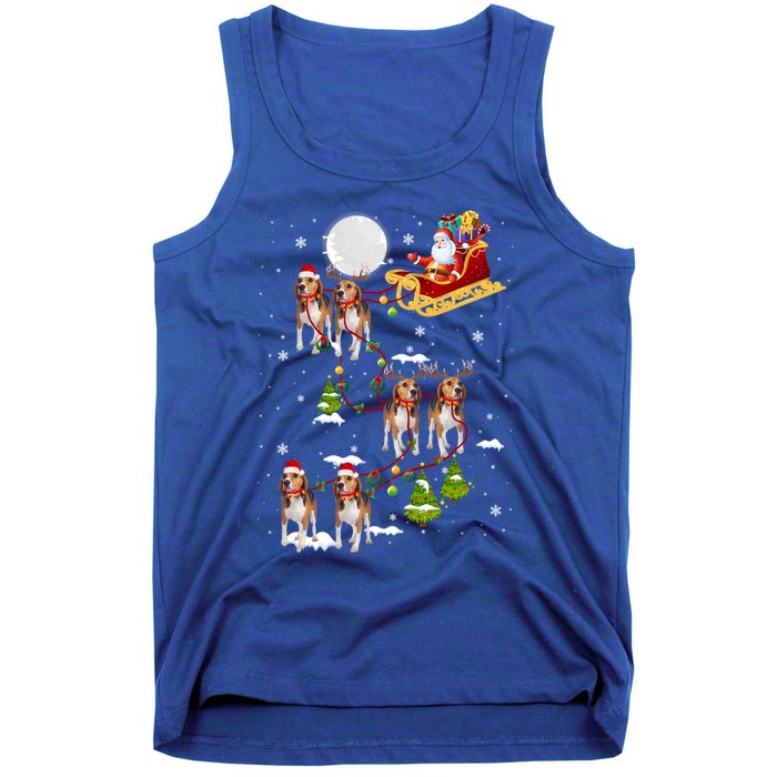 Santa Riding Beagle Sleigh Christmas Beagle Reindeer Gift Tank Top