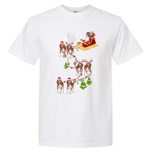 Santa Riding Beagle Sleigh Christmas Beagle Reindeer Gift Garment-Dyed Heavyweight T-Shirt