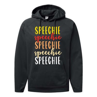 Speechie Retro Boho Speech Language Therapy SLP Gift Performance Fleece Hoodie