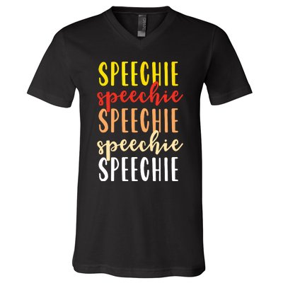 Speechie Retro Boho Speech Language Therapy SLP Gift V-Neck T-Shirt