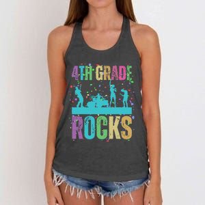 School Rocks Back To School Rockin 4th Grade Rocks Women's Knotted Racerback Tank