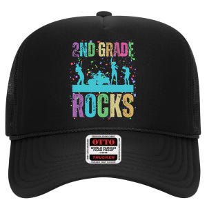 School Rocks Back To School Rockin 2nd Grade Rocks High Crown Mesh Back Trucker Hat