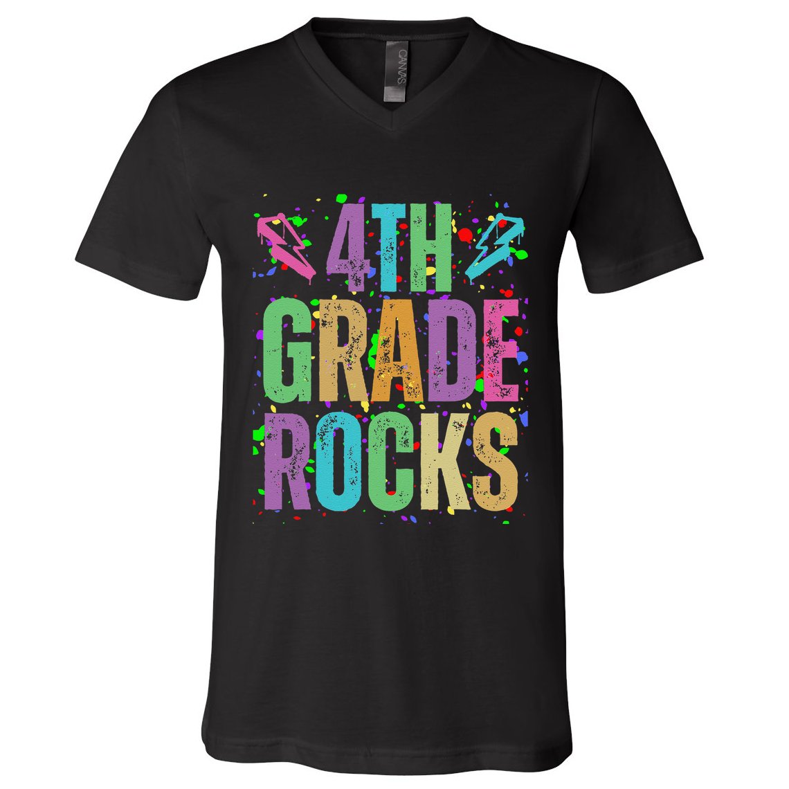School Rocks Back To School Rockin 4th Grade Rocks V-Neck T-Shirt