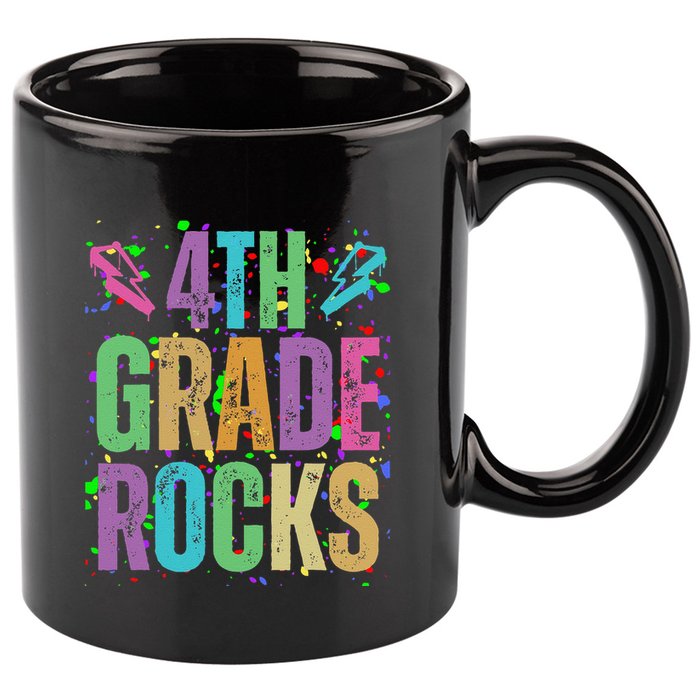 School Rocks Back To School Rockin 4th Grade Rocks 11oz C Handle Ceramic Mug