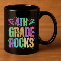 School Rocks Back To School Rockin 4th Grade Rocks 11oz C Handle Ceramic Mug
