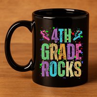 School Rocks Back To School Rockin 4th Grade Rocks 11oz C Handle Ceramic Mug