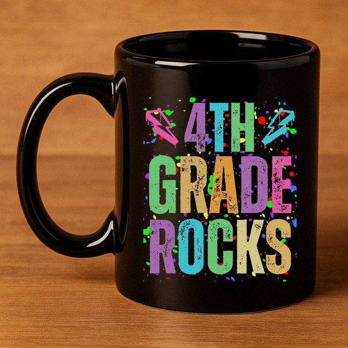 School Rocks Back To School Rockin 4th Grade Rocks 11oz C Handle Ceramic Mug