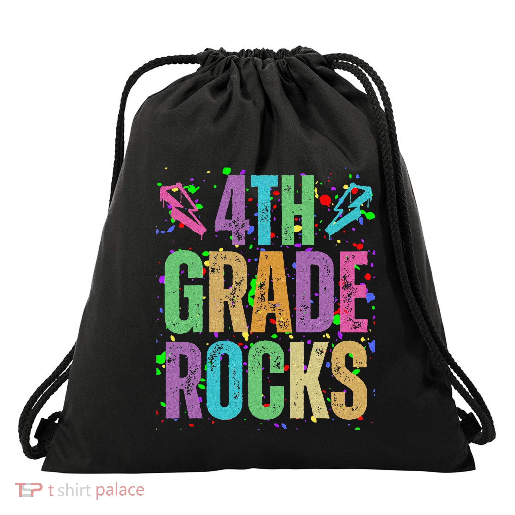 School Rocks Back To School Rockin 4th Grade Rocks Drawstring Bag