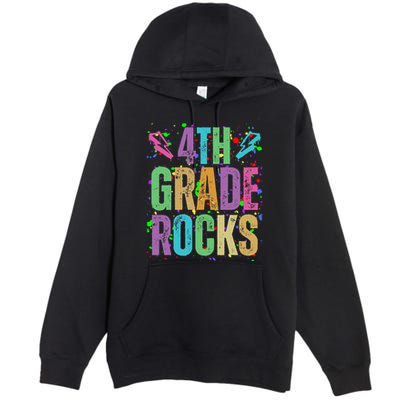 School Rocks Back To School Rockin 4th Grade Rocks Premium Pullover Hoodie