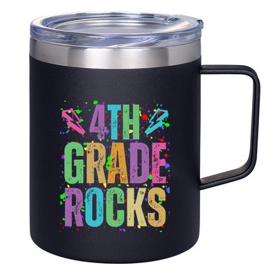 School Rocks Back To School Rockin 4th Grade Rocks 12oz Stainless Steel Coffee Mug