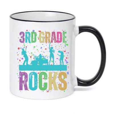 School Rocks Back To School Rockin 3rd Grade Rocks 11oz Black Color Changing Mug