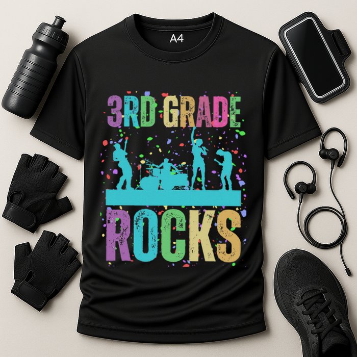 School Rocks Back To School Rockin 3rd Grade Rocks Cooling Performance Crew T-Shirt