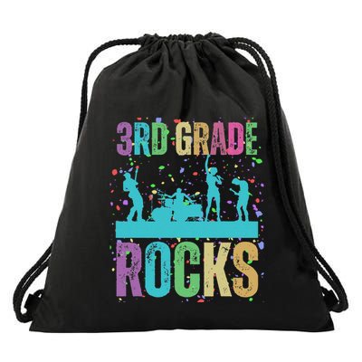 School Rocks Back To School Rockin 3rd Grade Rocks Drawstring Bag