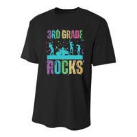 School Rocks Back To School Rockin 3rd Grade Rocks Youth Performance Sprint T-Shirt