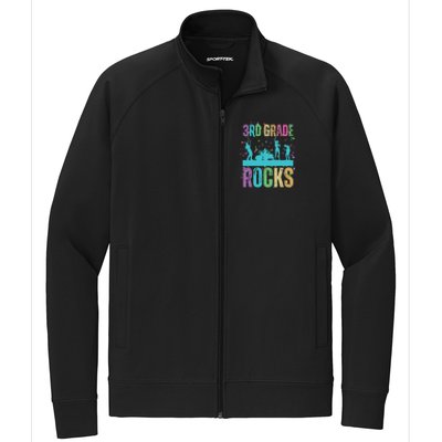 School Rocks Back To School Rockin 3rd Grade Rocks Stretch Full-Zip Cadet Jacket