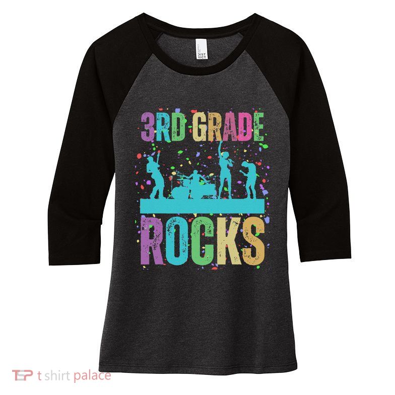 School Rocks Back To School Rockin 3rd Grade Rocks Women's Tri-Blend 3/4-Sleeve Raglan Shirt